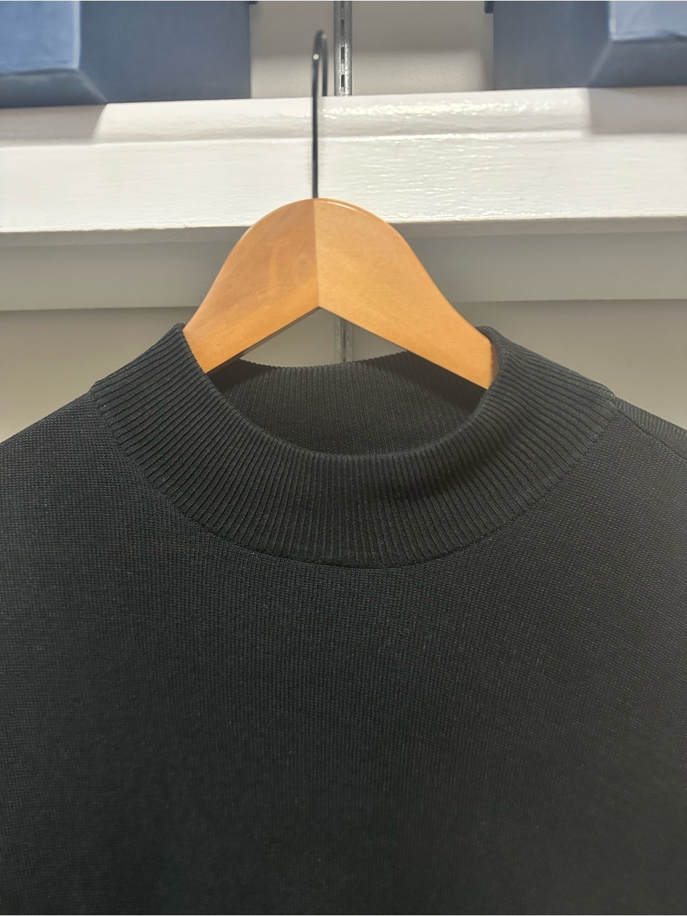 Men's L Baracuta Black Mock Neck Sweater - Classic Lightweight Knit Silk Blend - Picture 9 of 13